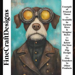Whimsy Steampunk Cute Dog In Goggles Z2 Decoupage Tissue Paper