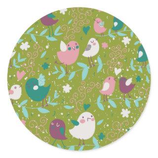 Whimsy Tweety Birds on Vines Classic Round Sticker