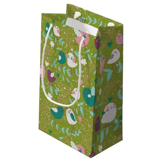 Whimsy Tweety Birds on Vines Small Gift Bag