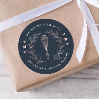 Whisk Bakery Rose Gold & Navy Thank You Classic Round Sticker