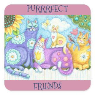 Whiskers And Purrs Folk Art CAT STICKERS Sheet