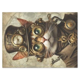 Whiskers & Gears: A Steampunk Cat's Decoupage Tissue Paper