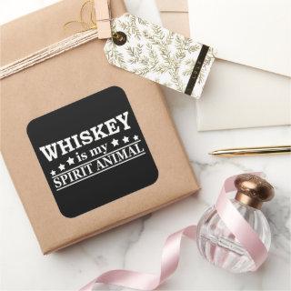 Whiskey is my spirit animal funny alcohol sayings square sticker