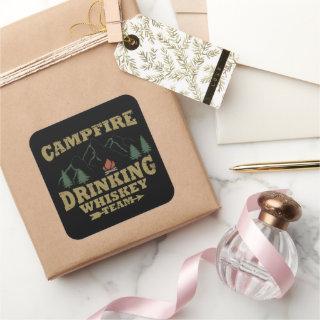 Whiskey quotes funny camping camper sayings  square sticker
