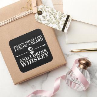 Whiskey quotes with funny bearded sayings square sticker