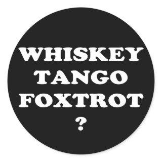 Whiskey Tango Foxtrot? WTF? Classic Round Sticker
