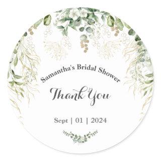 Whispers of Nature: Botanical Bliss Bridal Shower Classic Round Sticker
