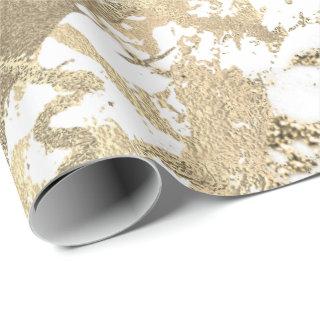 White Abstract Foxier Gold Marble Shiny Metallic