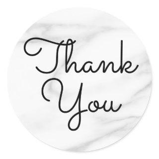 White Alabaster Thank You Classic Round Sticker