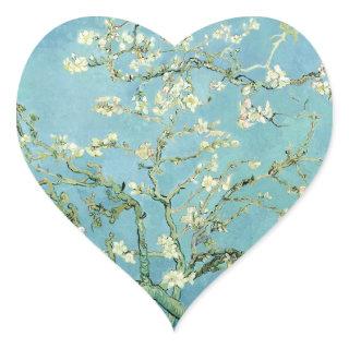 White almond blossom by Vincent Van Gogh Heart Sticker