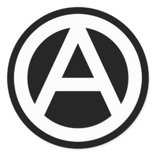 WHITE Anarchy symbol Classic Round Sticker