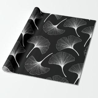 White and black abstract leaves pattern
