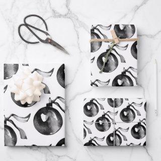 White And Black Ball Ornament And Ribbon  Sheets