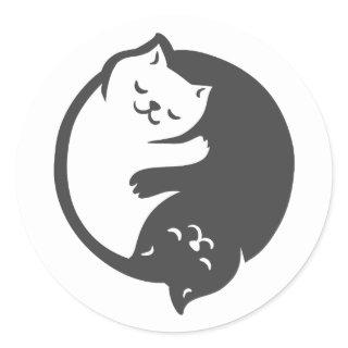 White and black cat Yin-Yang - Choose back color Classic Round Sticker