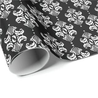 White And Black Floral Ornaments Geometric Pattern