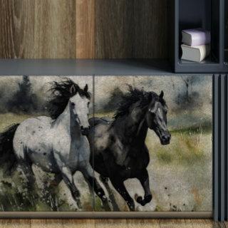 White and Black Wild Horses Decoupage Tissue Paper