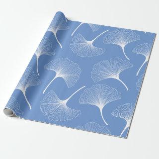 White and blue abstract leaves pattern