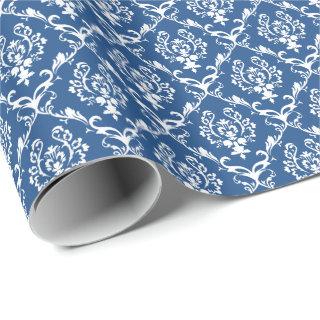 White And Blue Floral Damasks Pattern