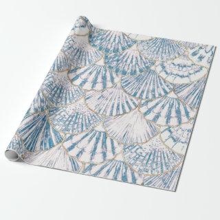 White and Blue Mermaid Scales Pattern