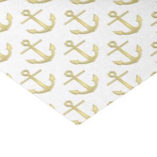 White and Faux Gold Anchors Pattern Tissue Paper