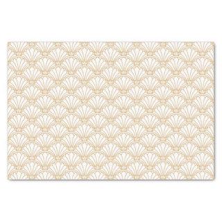 White and Gold Art Deco Fan Flowers Motif   Tissue Paper