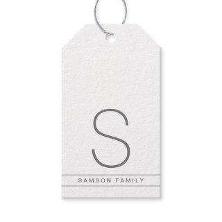 White and Gray Personalized Monogram Family Name Gift Tags