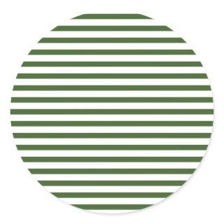 WHite and Green Modern Pinstripes Pattern Classic Round Sticker