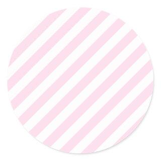 White and Light Pink Stripes. Classic Round Sticker