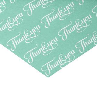 White And Mint-Green Thank You Pattern Tissue Paper