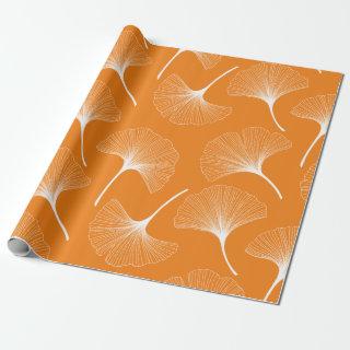 White and orange abstract leaves pattern