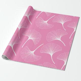 White and pink abstract leaves pattern