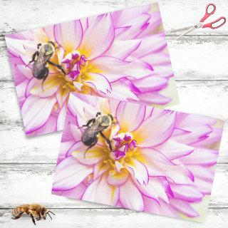 White And Pink Dahlia With Bumble Bee Tissue Paper