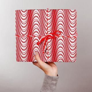 White and Red Moiré Stripes Trippy Abstract Modern