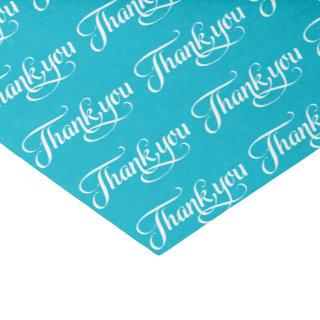 White And Turquoise Thank You Pattern Tissue Paper