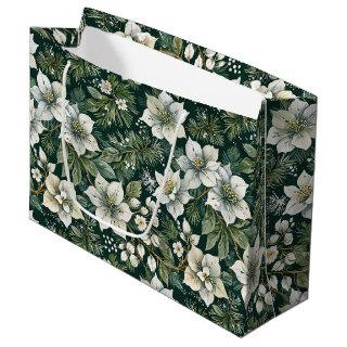 White Azaleas and Evergreens Holiday Large Gift Bag