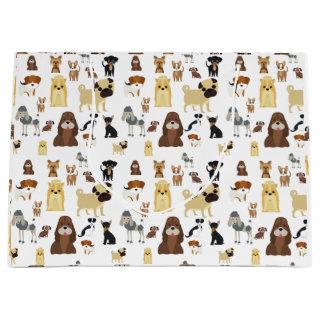 white background dogs pattern large gift bag