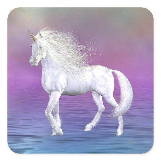 White Beauty Unicorn Square Sticker