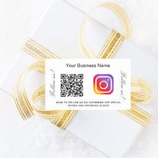 White black business name qr code instagram rectangular sticker