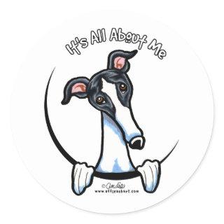 White Black Greyhound IAAM Classic Round Sticker