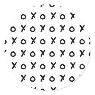 White & Black X O XO X&O's Trendy Cute Classic Round Sticker