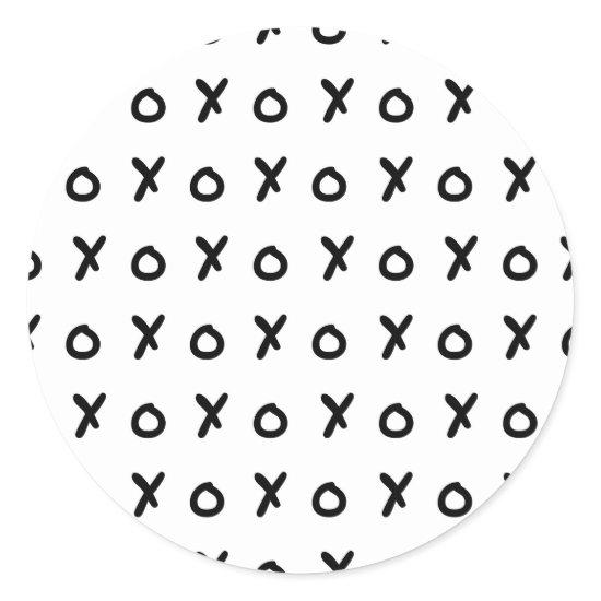 White & Black X O XO X&O's Trendy Cute Classic Round Sticker