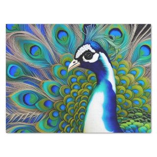 White blue and Green Piebald Peacock  Tissue Paper