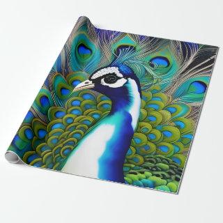 White blue and Green Piebald Peacock