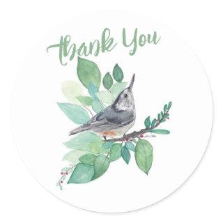 White Breasted Nuthatch Bird Art Classic Round Sticker