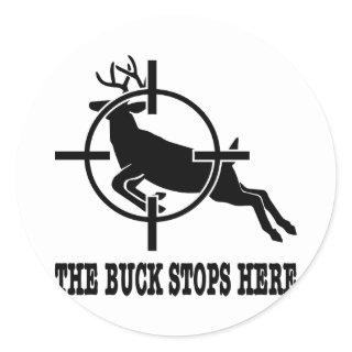 White Buck Stops Here Deer Scope Classic Round Sticker