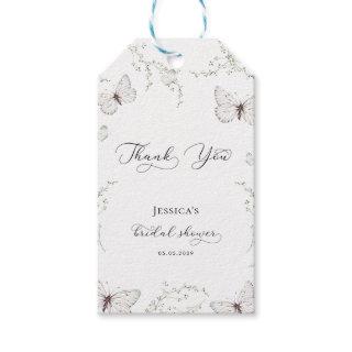 White Butterfly Garden Bridal Shower Thank You Gift Tags