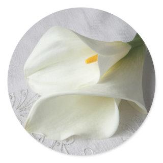 white calla lilies on decorative cloth stickers