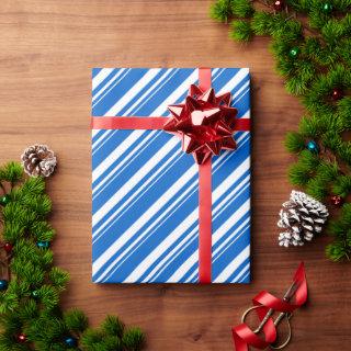 White Capri Blue Candy Cane Stripe Holiday