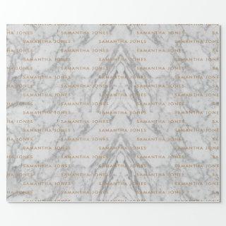 White Carrara Marble Gold Classic Personalized