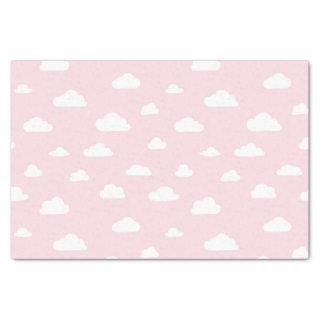 White Cartoon Clouds on Pink Background Pattern Tissue Paper